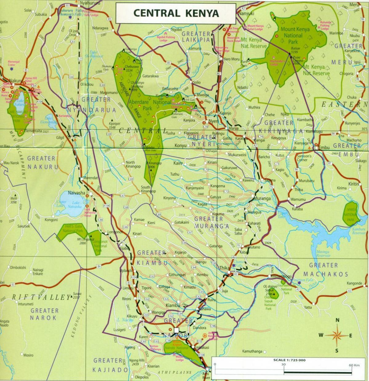 mapa de centro de Kenia
