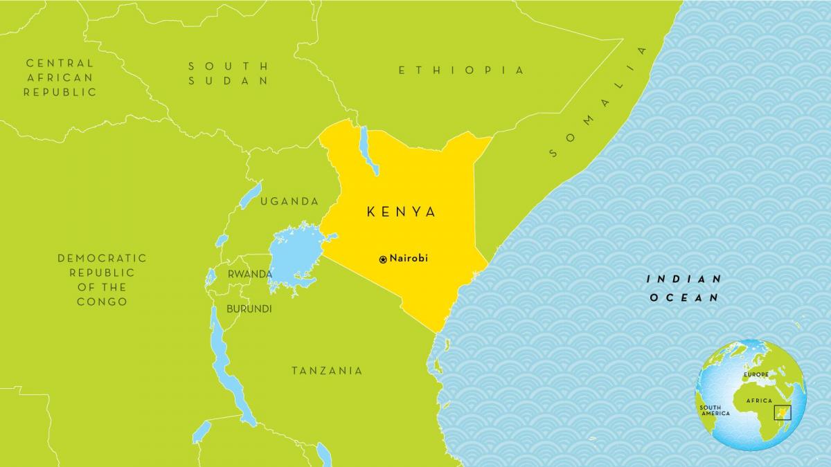 mapa de Kenia y los países vecinos