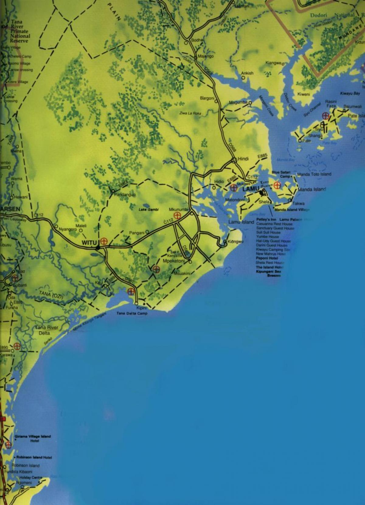 mapa de la costa sur de Kenia