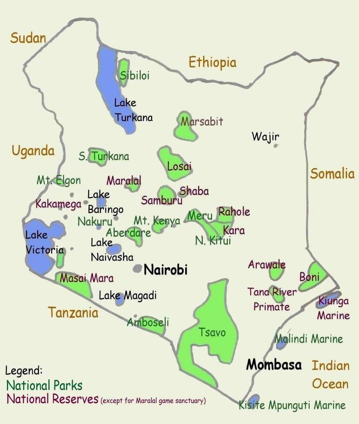 mapa de lagos de Kenia