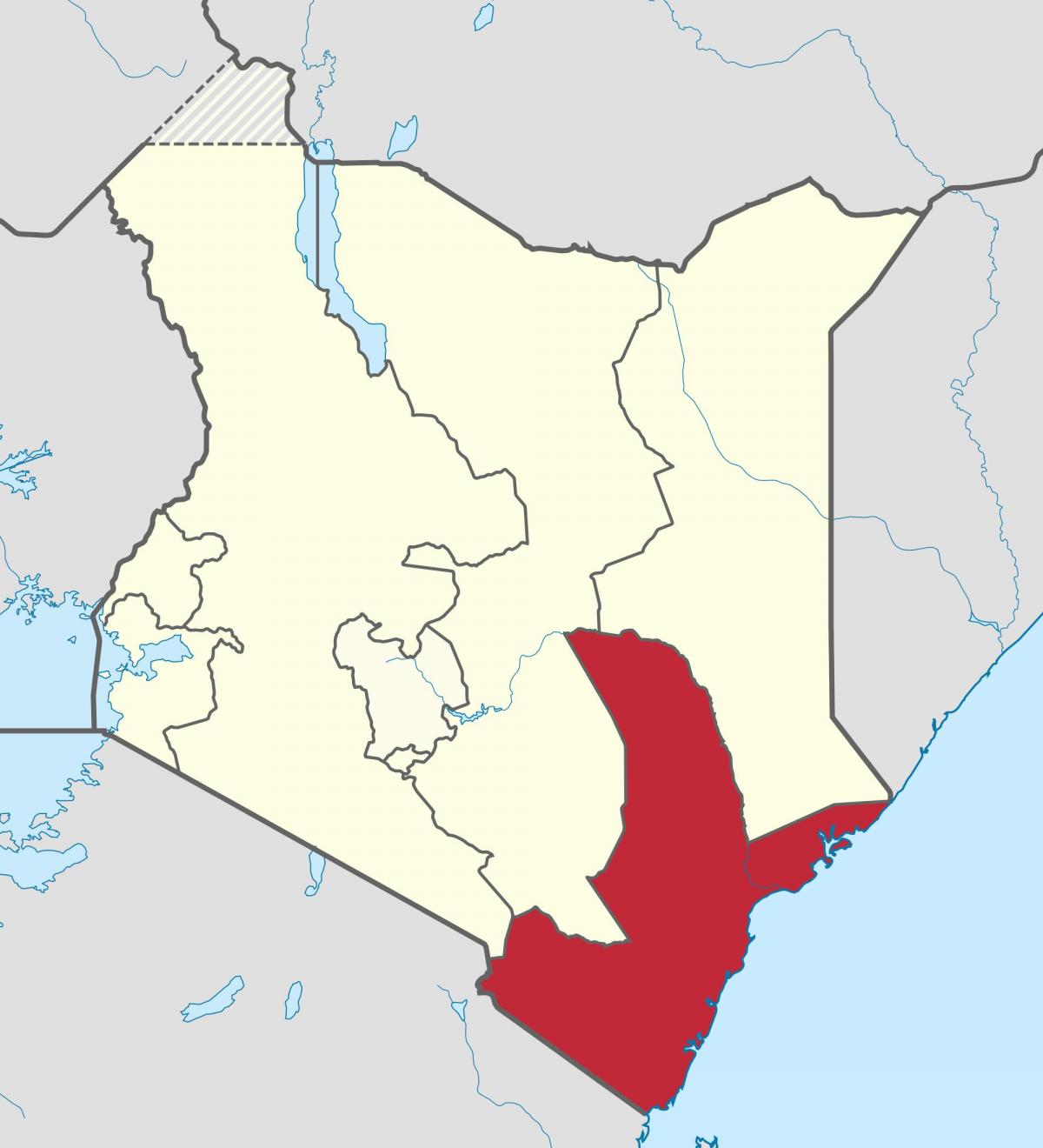 mapa de la provincia costera de Kenia