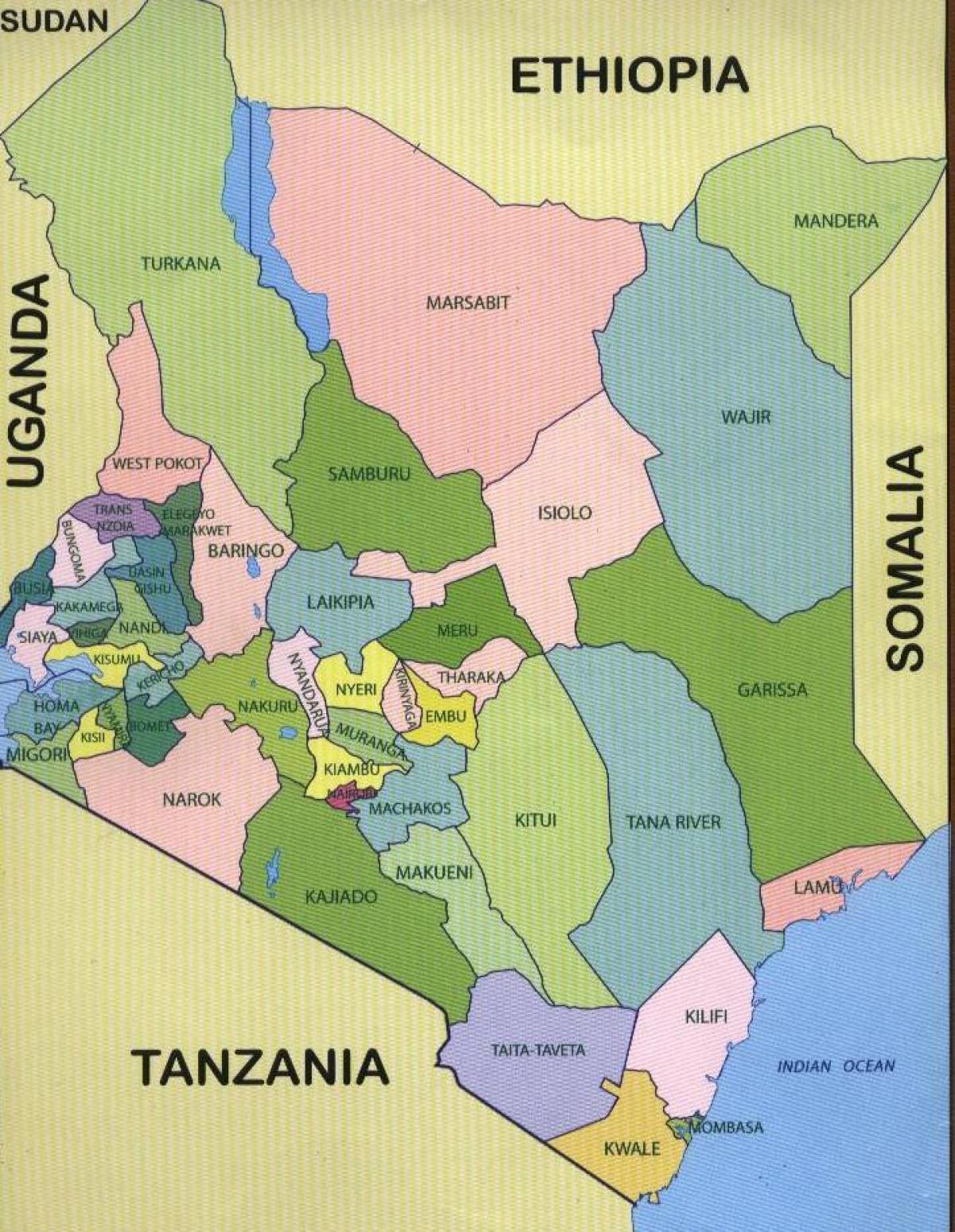 nuevo mapa de los condados de Kenia