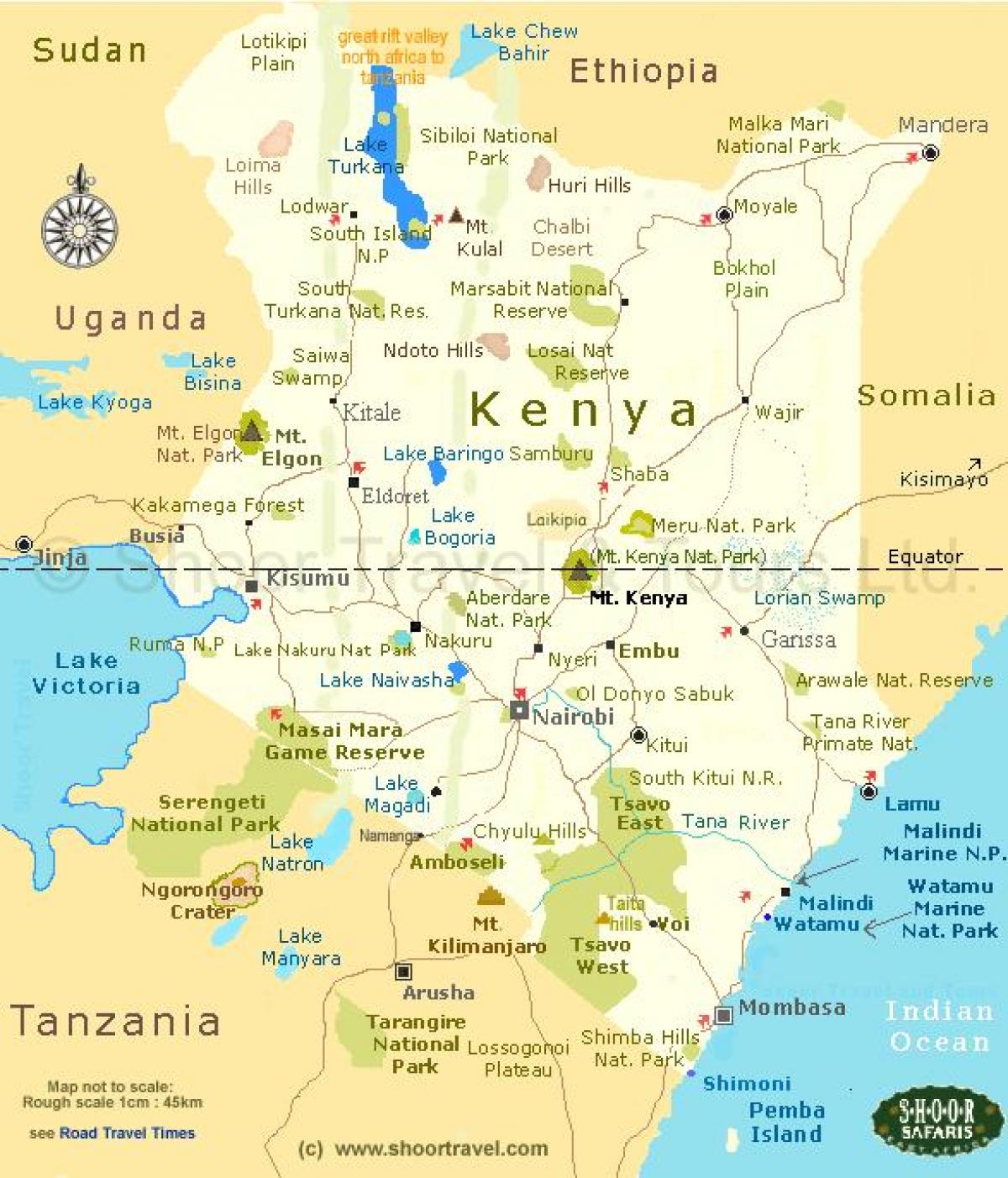 Kenia atracciones turísticas mapa