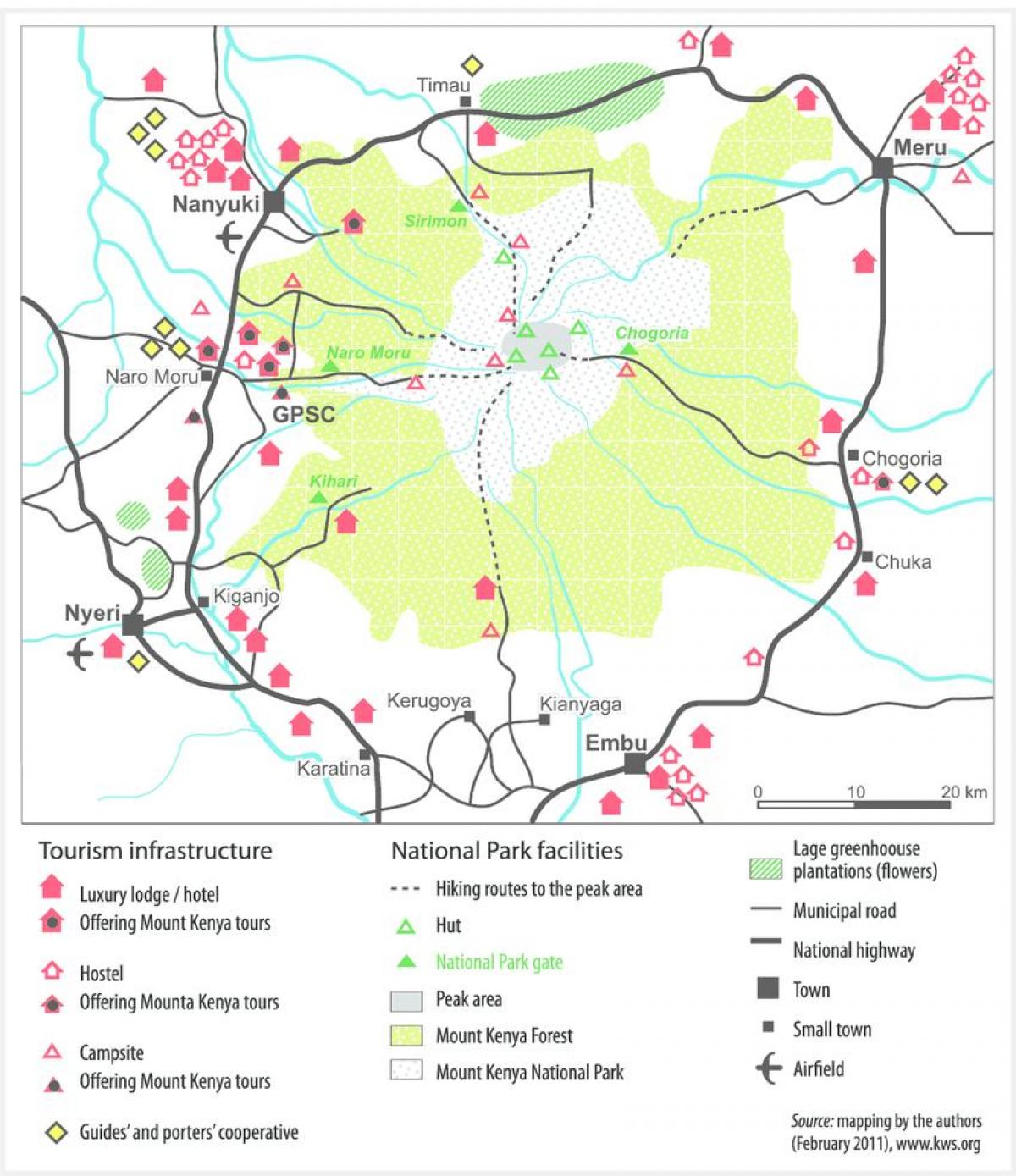 monte Kenia en áfrica mapa