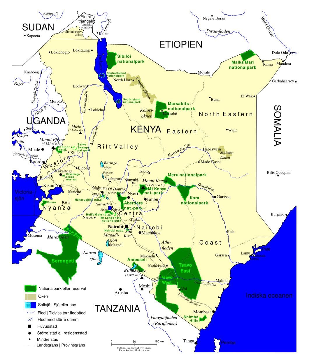 mapa de Kenia de aves