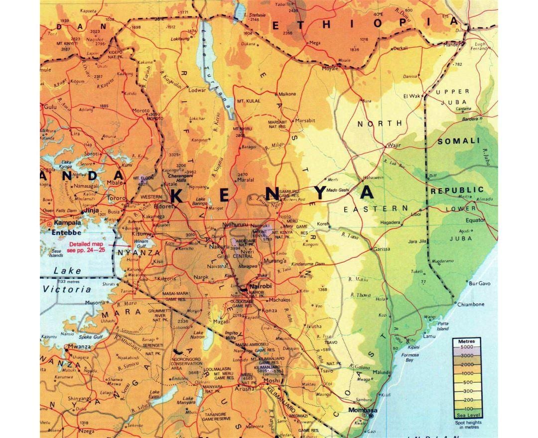 Kenia mapa geográfico