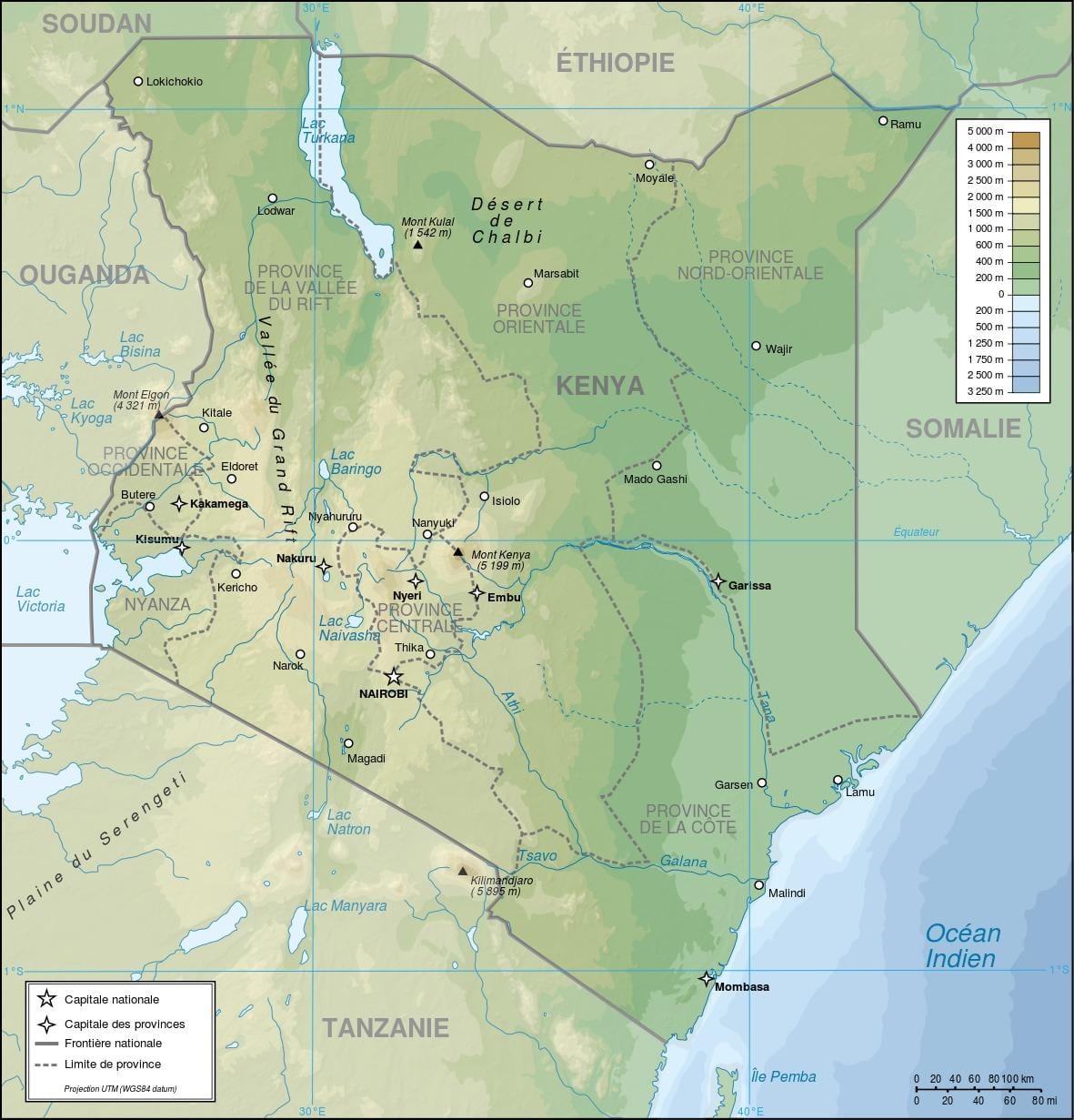 Kenia mapa en relieve