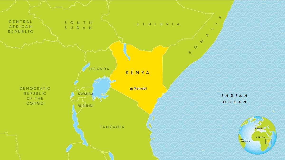 mapa de Kenia y los países vecinos