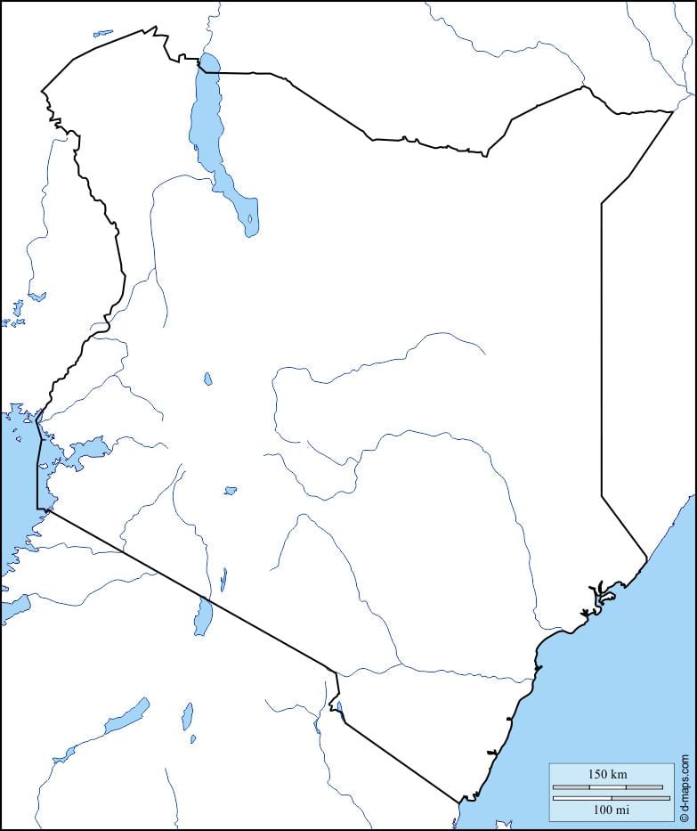 mapa de mapa en blanco de Kenia