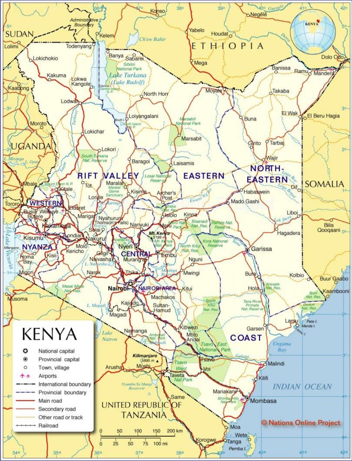 mapa de internacional de Kenia