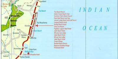 Mapa de la costa de Kenia