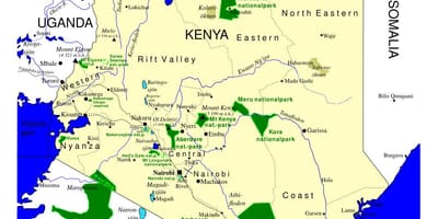 Mapa de Kenia de aves