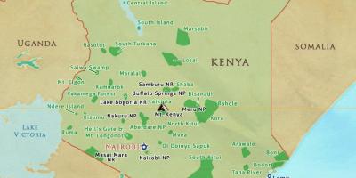 Mapa de Kenia parques nacionales y reservas