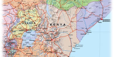 Mapa de las tierras altas de Kenia