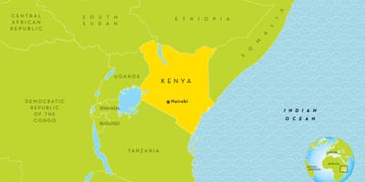 Mapa de Kenia y los países vecinos