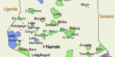 Mapa de lagos de Kenia
