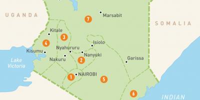 Mapa de Kenia mostrando provincias