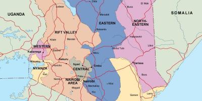 Mapa de mapa político de Kenia